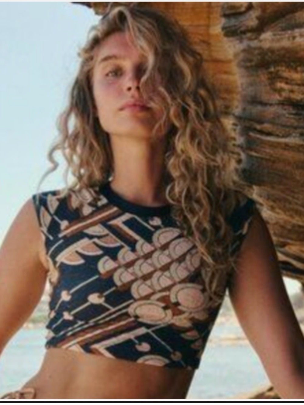 FREE PEOPLE FP BEACH FREE-EST SONNY PRINTED TEE SWIM- NWOT